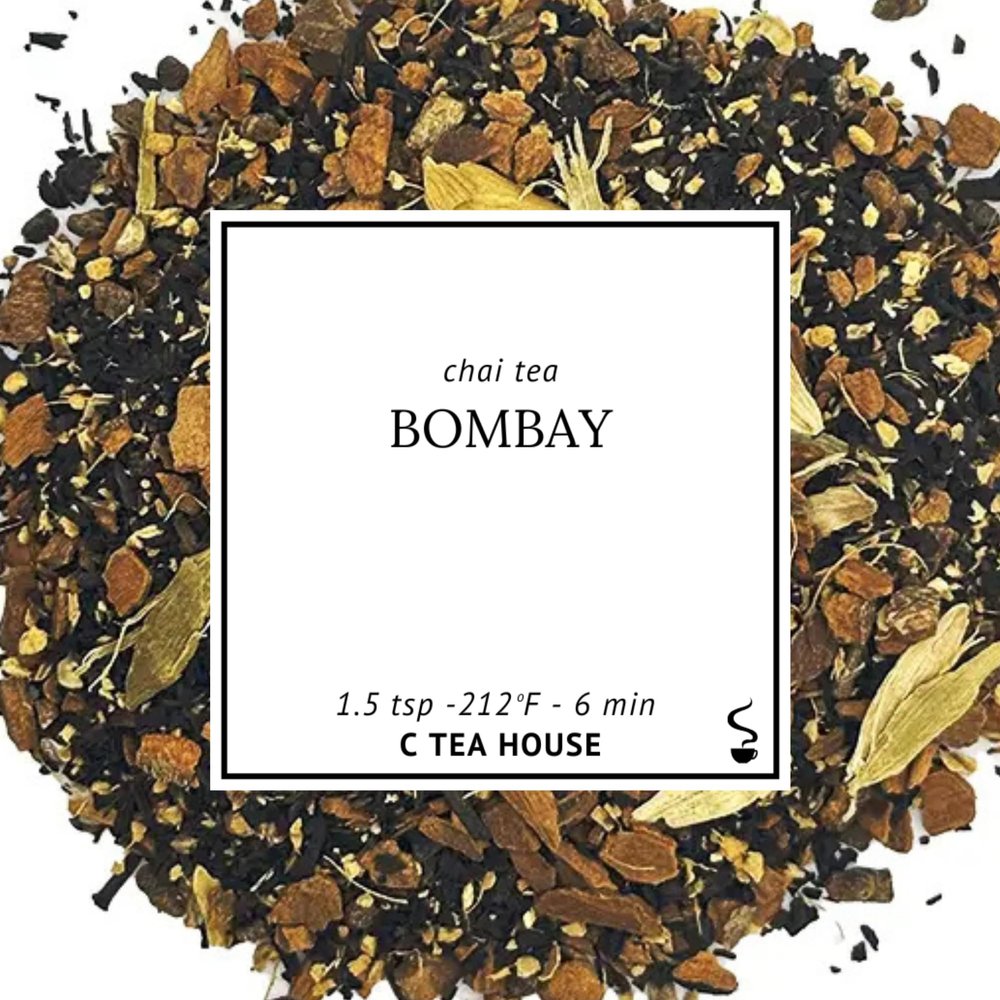 C Tea House Bombay Chai Loose Leaf Tea Medium Caffeine Black Tea Blend with Cinnamon, Cardamom & Ginger 12.5oz Resealable Pouch