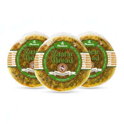 Phoenicia Fresh Zaatar Bread Baked With Thyme & sesame, Large 2pcs, 12oz, 340g (Pack of 3)
