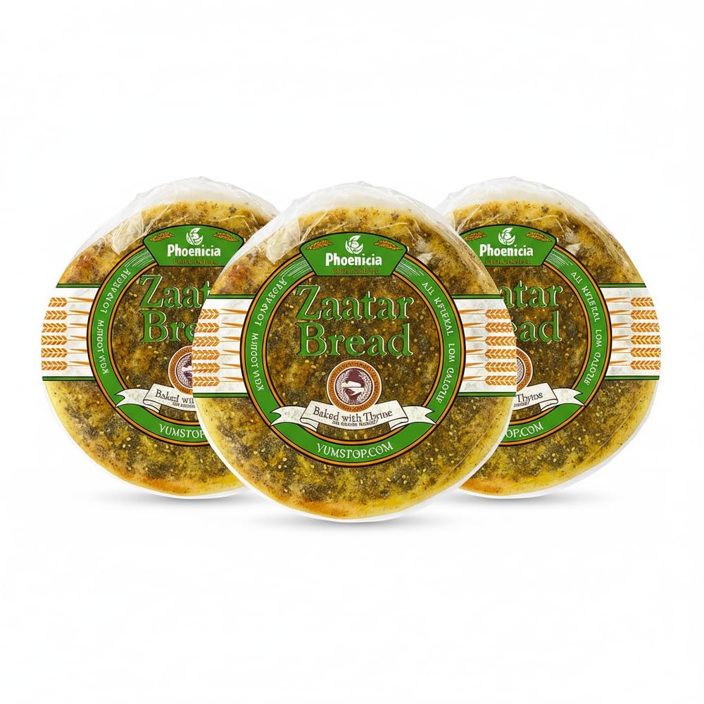 Phoenicia Fresh Zaatar Bread Baked With Thyme & sesame, Large 2pcs, 12oz, 340g (Pack of 3)