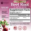 Beet Root Capsules - Organic Beetroot Powder 1950mg Per Serving - Vegan Caps - Premium Beet Root Supplement - Supports Nitric Oxide, Heart Health, & Natural Energy - Bottled in the USA - 60 Capsules view 2