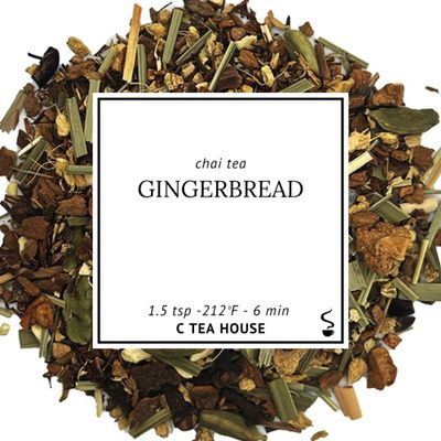 C Tea House Gingerbread Chai Loose Leaf Tea Medium Caffeine Black Tea Blend with Cinnamon, Ginger & Clove 5oz Resealable Pouch (Makes ~50 Cups) (1Lb)