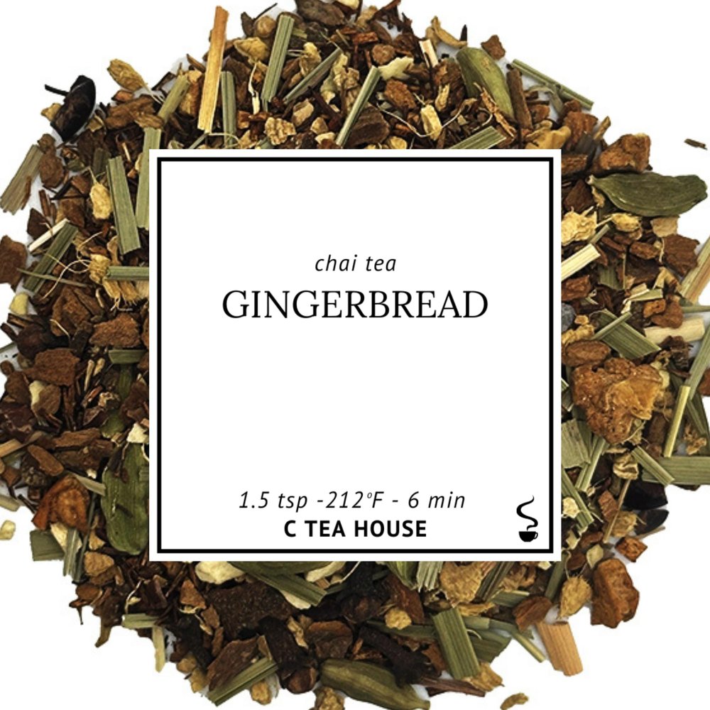 C Tea House Gingerbread Chai Loose Leaf Tea Medium Caffeine Black Tea Blend with Cinnamon, Ginger & Clove 5oz Resealable Pouch (Makes ~50 Cups) (1Lb)