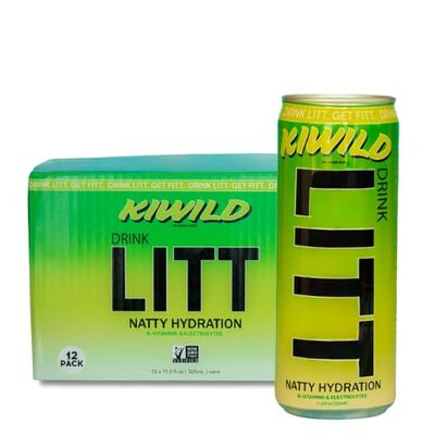 DRINK LITT Organic KIWI Coconut Water Natural Hydration | Natural Electrolytes | B Vitamins | Sports Drink | Low-Calorie Sports Beverage, Perfect for Athletes, Caffeine Free, Still, No Sugar Added, 11 fl oz can, 12 Pack