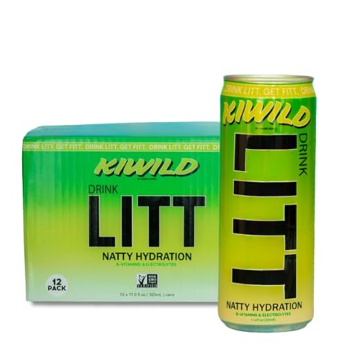 DRINK LITT Organic KIWI Coconut Water Natural Hydration | Natural Electrolytes | B Vitamins | Sports Drink | Low-Calorie Sports Beverage, Perfect for Athletes, Caffeine Free, Still, No Sugar Added, 11 fl oz can, 12 Pack