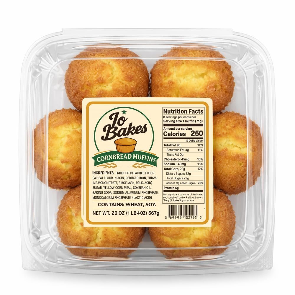 Cornbread Muffins JO BAKES 8 Count Bakery-Style Snack