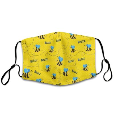 Reusable Breathable Face Mask Scarf Honeycomb Cute Bee Yellow Cloth Cover Balaclava Adjustable Washable Face Cover Balaclava