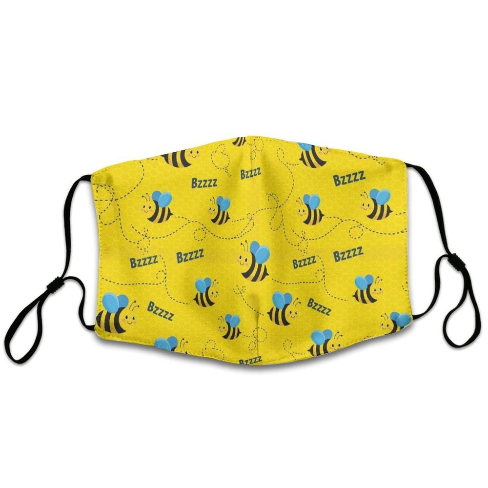 Reusable Breathable Face Mask Scarf Honeycomb Cute Bee Yellow Cloth Cover Balaclava Adjustable Washable Face Cover Balaclava