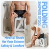 Folding Shower Stool - Foldable & Anti-Slip Shower Chair for Inside Shower - 330lbs Safety Waterproof Plastic Fold Up Shower Seat - Portable Travel Compact Bath Bench for Elderly, Handicap & Disabled view 3
