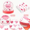 50Pcs Valentine's Day Plates and Napkins Pink Heart Disposable Tableware Galentines Day Plates and Napkins Valentines Day Party Decorations Engagement Wedding Anniversary Party Decorations, Serves 25 view 3