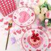 50Pcs Valentine's Day Plates and Napkins Pink Heart Disposable Tableware Galentines Day Plates and Napkins Valentines Day Party Decorations Engagement Wedding Anniversary Party Decorations, Serves 25 view 4