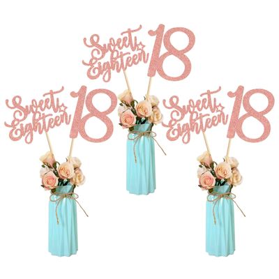 Ercadio 12 Pack Sweet 18 Party Centerpiece Vase Decor Rose Gold Amazing Sweet Eighteen Tabletop Decoration Happy 18th Hello for Birthday Anniversary Party Ornament