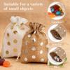 Linkidea 12 Pcs Small Burlap Drawstring Gift Bags, 5.5" x 3.9" Polka Dot Linen Pouches for Party Favors, Candy, Jewelry, Wedding Decorations view 4