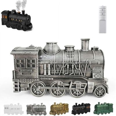300ml Vintage Steam Train Aromatherapy Essential Oil Diffuser with Dual-Color LED Light, Train Oil Diffuser, 2 Mist Modes, Auto Shut-Off, Ultra-Quiet Humidifier for Home, Office (Silver,Colorful)