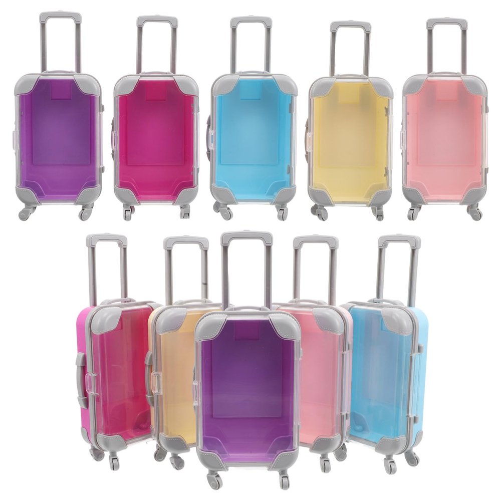 10pcs Mini Suitcase Shaped Transparent Candy Boxes Party Treat Holder for Wedding Baby Shower Birthday Storage Goodie Box
