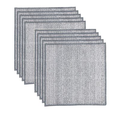 20/5pcs Thickened Steel Wire Cleaning Cloth - Double-Layer Iron Microfiber Mesh Dishrag for Kitchen Pot Washing & Toweling(10PCS,Double Layer)