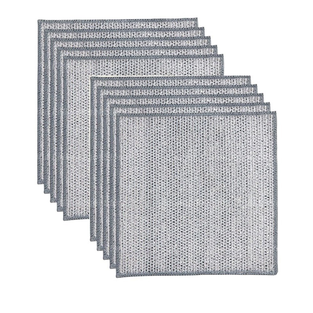 20/5pcs Thickened Steel Wire Cleaning Cloth - Double-Layer Iron Microfiber Mesh Dishrag for Kitchen Pot Washing & Toweling(10PCS,Double Layer)