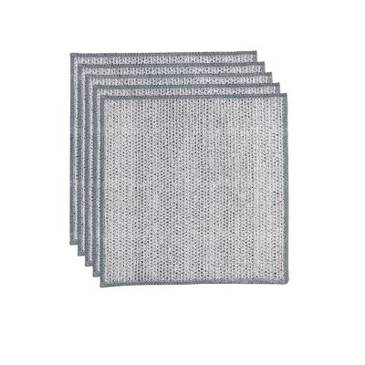 20/5pcs Thickened Steel Wire Cleaning Cloth - Double-Layer Iron Microfiber Mesh Dishrag for Kitchen Pot Washing & Toweling(5PCS,Double Layer)