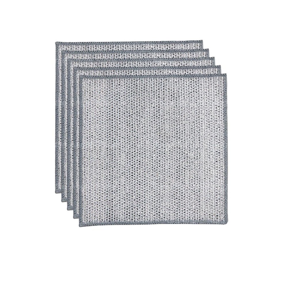 20/5pcs Thickened Steel Wire Cleaning Cloth - Double-Layer Iron Microfiber Mesh Dishrag for Kitchen Pot Washing & Toweling(5PCS,Double Layer)