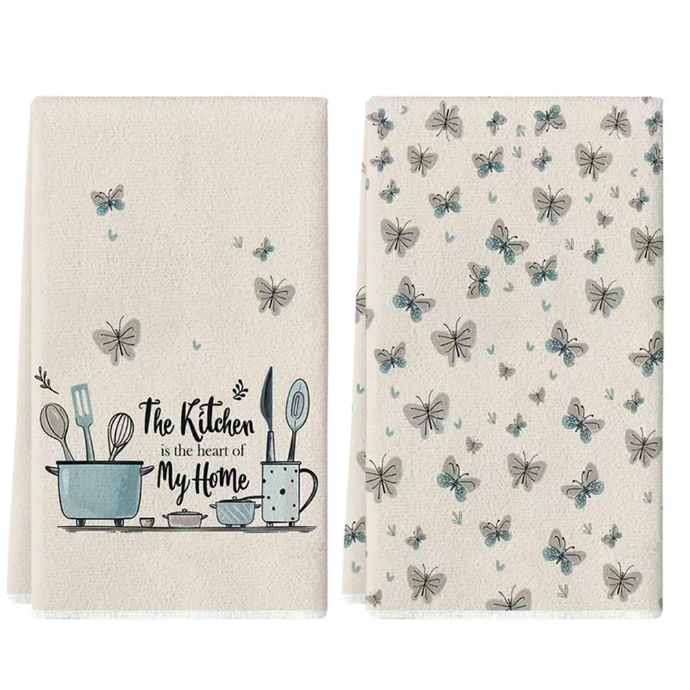 2 Pcs Themed Kitchen Towels - 40cm X 60cm Set for Cooking, Baking & Home Decoration