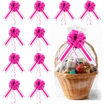 10 Pieces Large Christmas Bows Decor for Gift Wrapping, Christmas Tree Presents wrap Pull Bows for Wedding car Decorations and Wreaths (Rose Red)