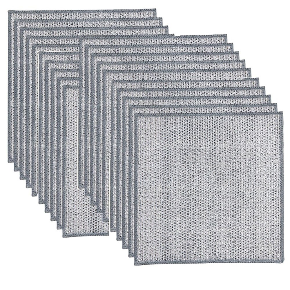 20/5pcs Thickened Steel Wire Cleaning Cloth - Double-Layer Iron Microfiber Mesh Dishrag for Kitchen Pot Washing & Toweling(20PCS,Single Layer)