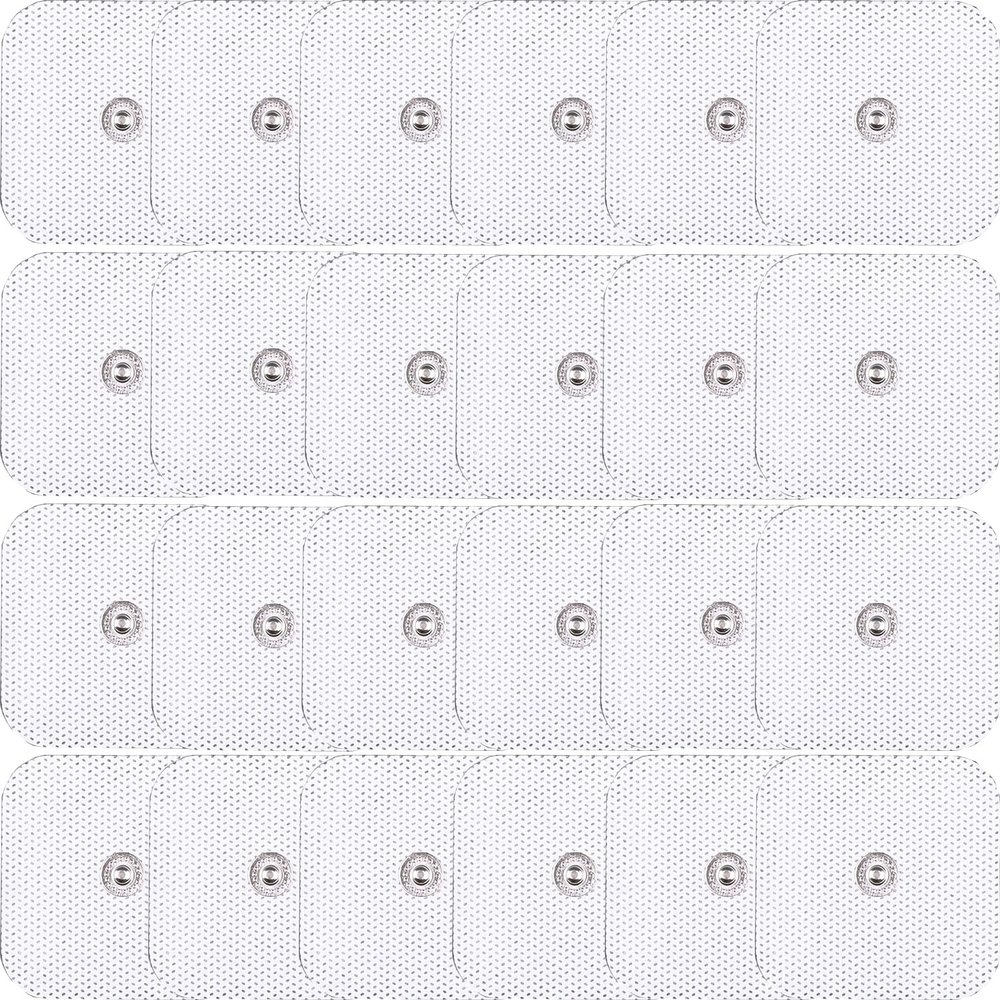 24 Pack TENS Unit Replacement Pads, Long-Lasting Snap Electrodes Latex-Free TENS Pads Set Compatible with Most TENS EMS Devices Using 3.5mm Button Lead Wires