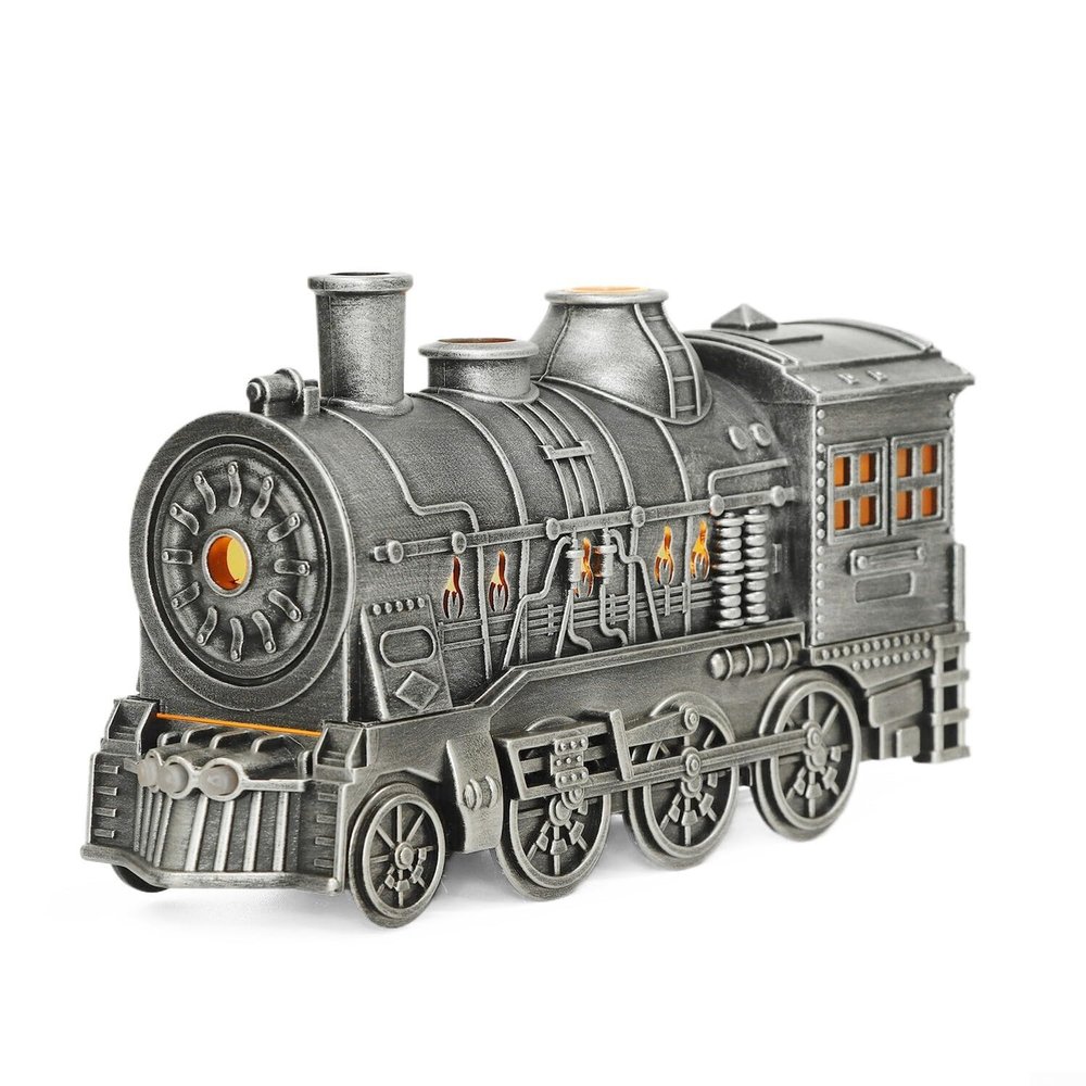 300Ml Steam Train Essential Oil Diffuser And Cool Mist Humidifier With Retro Design, Quiet Operation Below 25DB, Two Ambient Lights In Cool Blue Or Warm Flame(Silver)