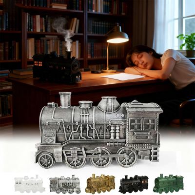 2026 New Train Diffuser, 300ml Train Essential Oil Diffuser Aromatherapy Humidifier with Dual-Color LED Light, Ultrasonic Cool Mist, Quiet Auto Shut-Off Steam for Home & Office (Silver, Basic)
