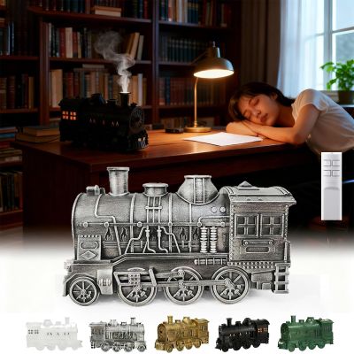 2026 New Train Diffuser, 300ml Train Essential Oil Diffuser Aromatherapy Humidifier with Dual-Color LED Light, Ultrasonic Cool Mist, Quiet Auto Shut-Off Steam for Home & Office (Silver, Remote)
