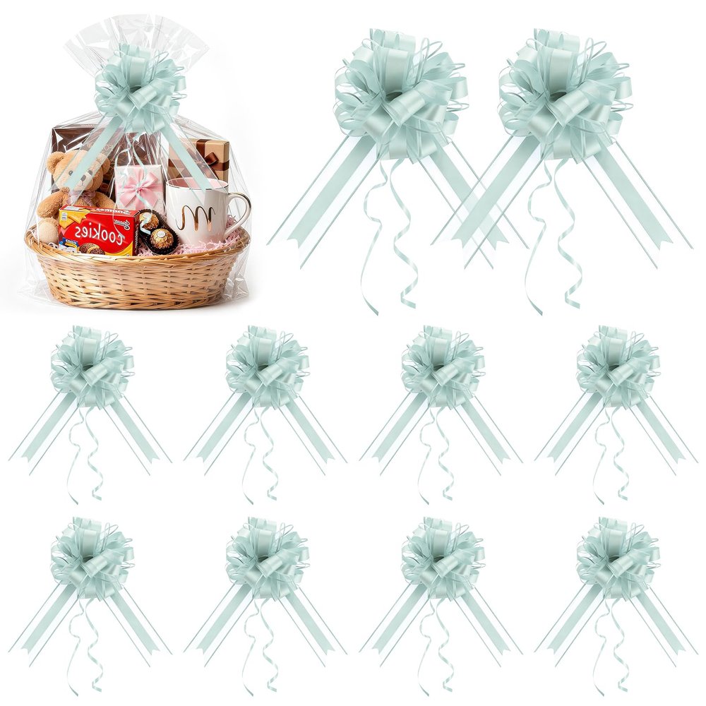 10 Piece Pull Gift Bows,24cm/9.45" x 40cm/15.75" Christmas Bows for Gift Wrapping,Birthday Bow for Presents BasketsBig Bow for Car (Color - I)