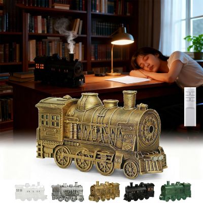 2026 New Train Diffuser, 300ml Train Essential Oil Diffuser Aromatherapy Humidifier with Dual-Color LED Light, Ultrasonic Cool Mist, Quiet Auto Shut-Off Steam for Home & Office (Gold, Remote)