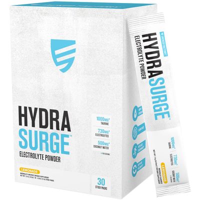 Jacked Factory Hydrasurge Electrolytes Powder Packets - Sugar Free & Naturally Sweetened Hydration Packets - Keto & Vegan Friendly, Easily Dissolves - 30 Stick Packs, Lemonade