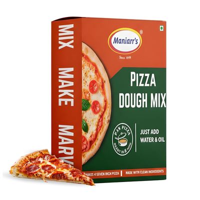 Maniarr's Pizza Dough Mix w/Pre-Activated Yeast mixed in Flour - Makes 4 x 1.76 oz Dough Balls for 4 x 7" Authentic Italian-Style Pizzas - Just Add Water & Oil, Baked in 8 Minutes - 200g (Pack of 3)