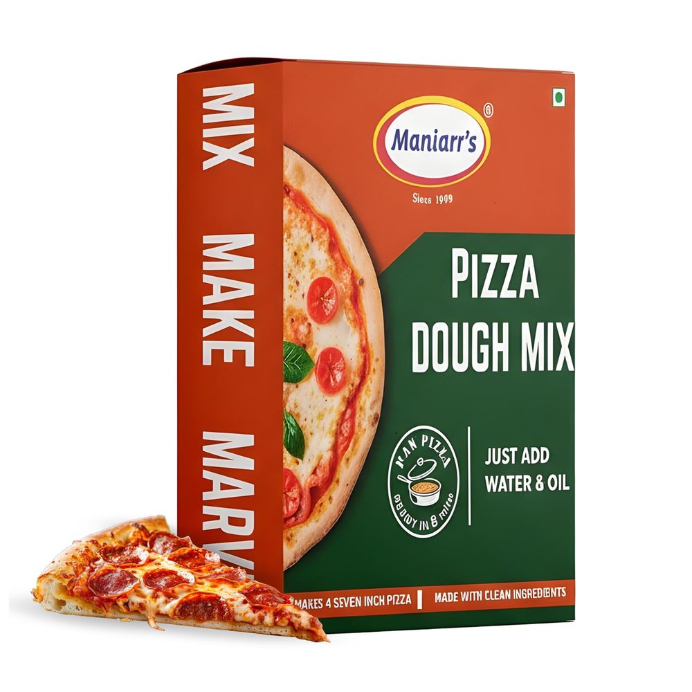 Maniarr's Pizza Dough Mix w/Pre-Activated Yeast mixed in Flour - Makes 4 x 1.76 oz Dough Balls for 4 x 7" Authentic Italian-Style Pizzas - Just Add Water & Oil, Baked in 8 Minutes - 200g (Pack of 3)