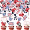 50Pcs Edible Ice Hockey Cupcake Toppers Edible Puck Cupcake Picks for Ice Hockey Player Birthday Cupcake Decorations Winter Sports Baby Shower Birthday Party Supplies view 1