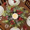 Christmas Candle Ring Artificial Pine Cones Pine Leaf Berries Candle Wreath for Desktop Centerpieces Decor (Olive Green, 22cm) view 2