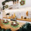 Christmas Candle Ring Artificial Pine Cones Pine Leaf Berries Candle Wreath for Desktop Centerpieces Decor (Olive Green, 22cm) view 3