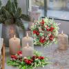 Christmas Candle Ring Artificial Pine Cones Pine Leaf Berries Candle Wreath for Desktop Centerpieces Decor (Olive Green, 22cm) view 4