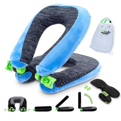 FaceCradle Adjust Your to Many Comfort Positions. The Springs Inside Provide Support. Attach the Harness to the seat, Adjust to Your Most Comfortable Position, Sleep for Hours. (Blue-Grey)
