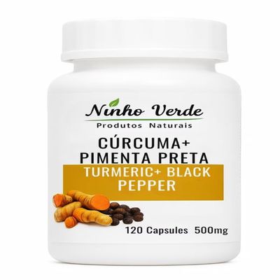 Ninho Verde Turmeric + Black Pepper (Curcuma + Pimenta Preta) - 500mg 120 Capules - Made in Brazil