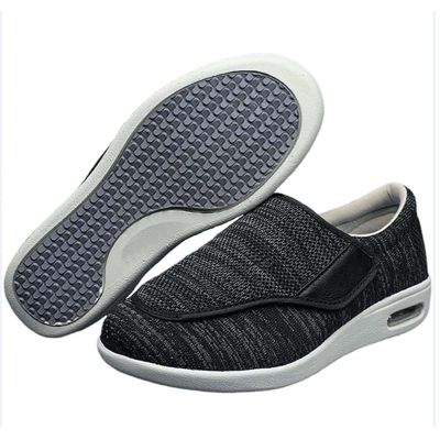 Wide Width Diabetic Shoes, Comfortable Footwear for Elderly, Breathable Walking Sneakers, Adjustable Shoes for Swollen Feet, Edema, Arthritis, Foot Conditions Black Gray