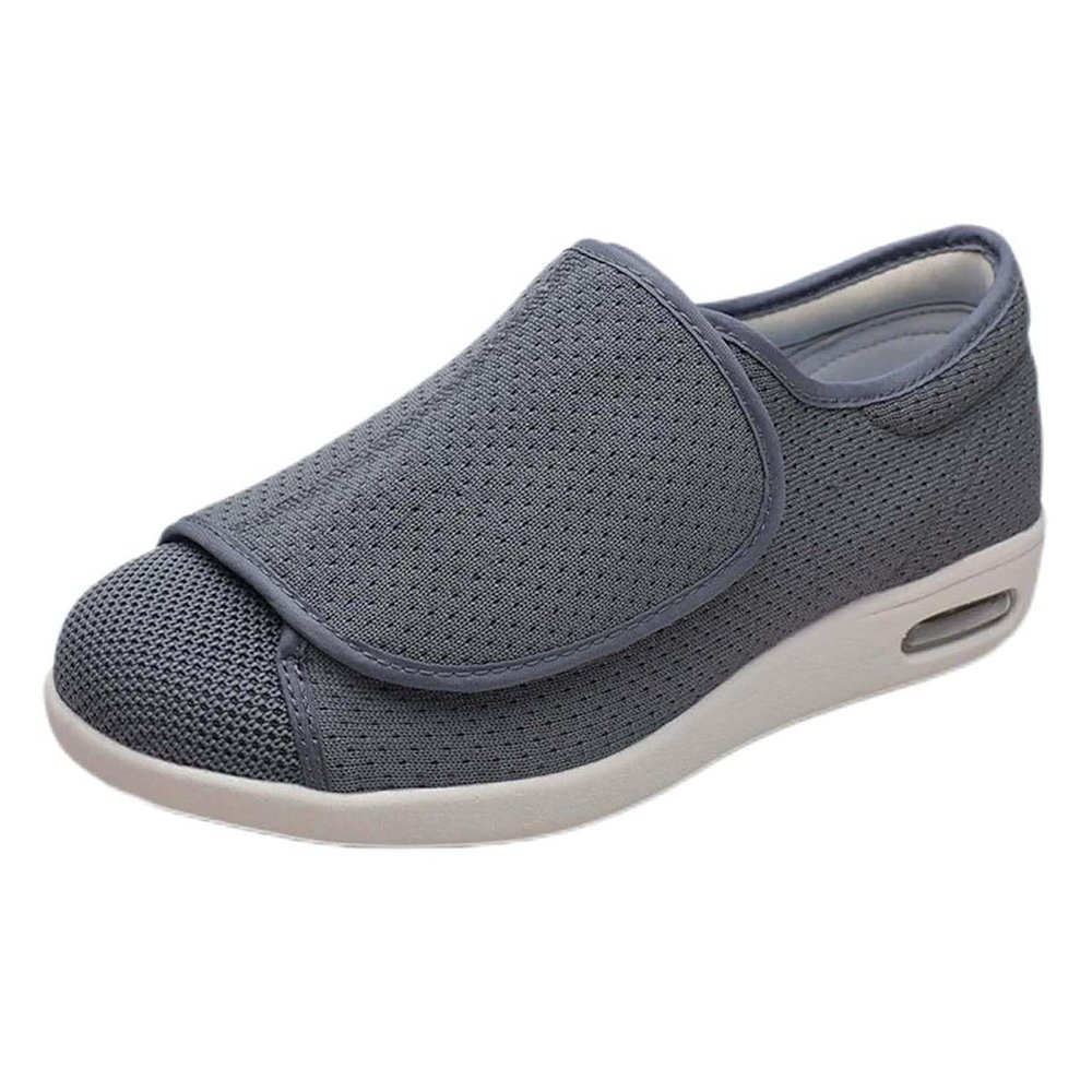 Lightweight Diabetic Shoes for Elderly, Adjustable Closure Walking Sneakers, Wide Width Edema Footwear, Breathable Comfort Shoes for Swollen Feet and Foot Care Grey