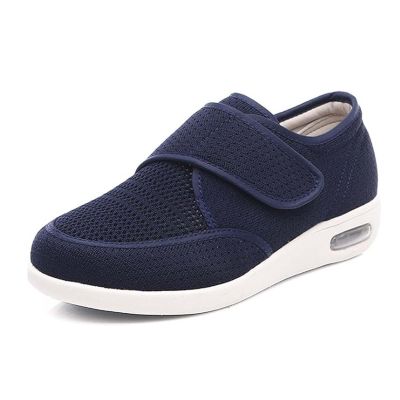 Wide Elderly Shoes, Diabetic Footwear, Adjustable Breathable Walking Shoes, Comfortable Lightweight Sneakers, Relaxing Casual Slippers, for Swollen Feet, Edema Relief Blue