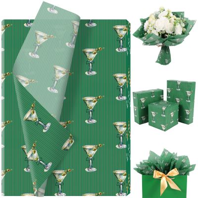 100 Sheet Tini Martini Tissue Paper, Coquette Bow Gift Wrapping Paper for Cocktail Party Holiday Daily Supplies, 13.8 x 19.7 Inch (Martini)