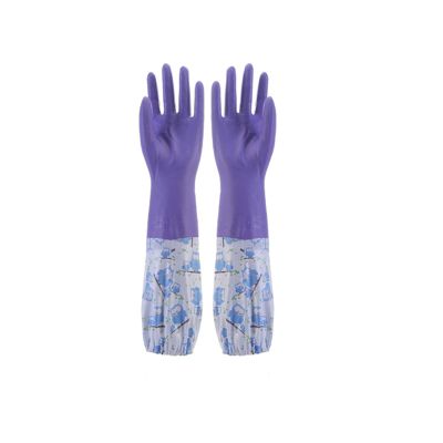 XUNPENG PVC Single-Layer Kitchen Gloves, Household Gloves for Kitchen Dishwashing Cleaning Laundry (Purple,L,2 pairs)