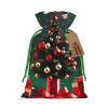 JxWCher Round Ball Christmas Tree Print Christmas Gift Bag Gift Pouches with Drawstring, Rustic Holiday Party Favor Bags Medium view 1