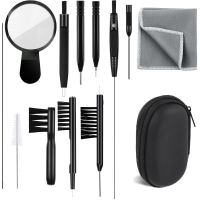 13 PCS Hearing Aid Cleaning Kits Includes Nylon Brushes, Magnifier, Ventilation Rod, Screwdriver, Case for Headphones, EarplugsEarbuds Headphones Airpods Cleaner Brush Kits with Case