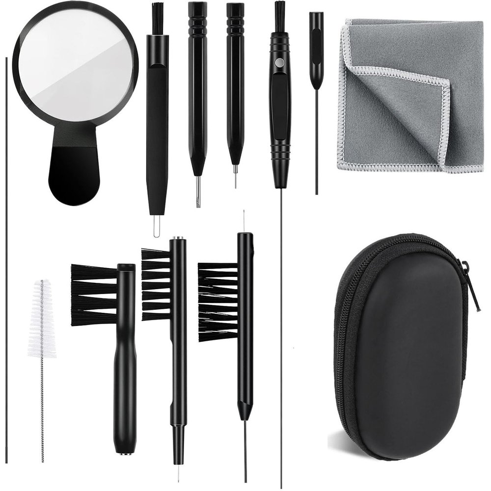 13 PCS Hearing Aid Cleaning Kits Includes Nylon Brushes, Magnifier, Ventilation Rod, Screwdriver, Case for Headphones, EarplugsEarbuds Headphones Airpods Cleaner Brush Kits with Case