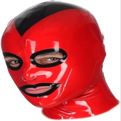 Latex Hood mask Holiday Rubber Chroma Hood with Contrasting Trim Zipper Latex Mask(Custom Color,Large)