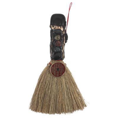 KITCHENKARATLY Natural Crystal Broom Pendant - 6 Inch Feng Shui Quartz Broomstick for Halloween Home Decoration Witchcraft Altar Supplies Meditation Therapy